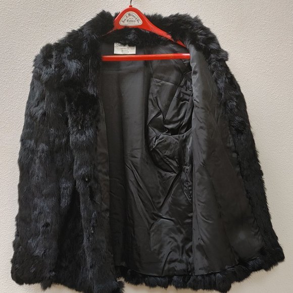 SOMERSET FURS BLACK 100% PURE RABBIT COAT SIZE LARGE - Picture 3 of 7